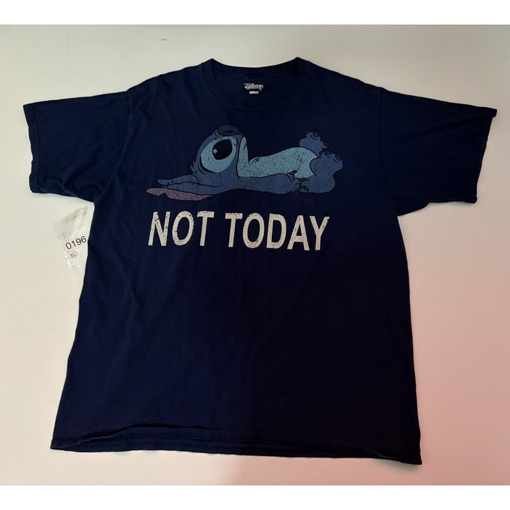 Disney Lilo & Stitch Not Today Funny Lazy Movie Black T Shirt Sz XL